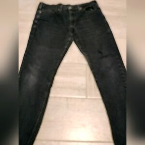 Men's Fried Denim Black Jeans 34x30 Slim Fit Stretch